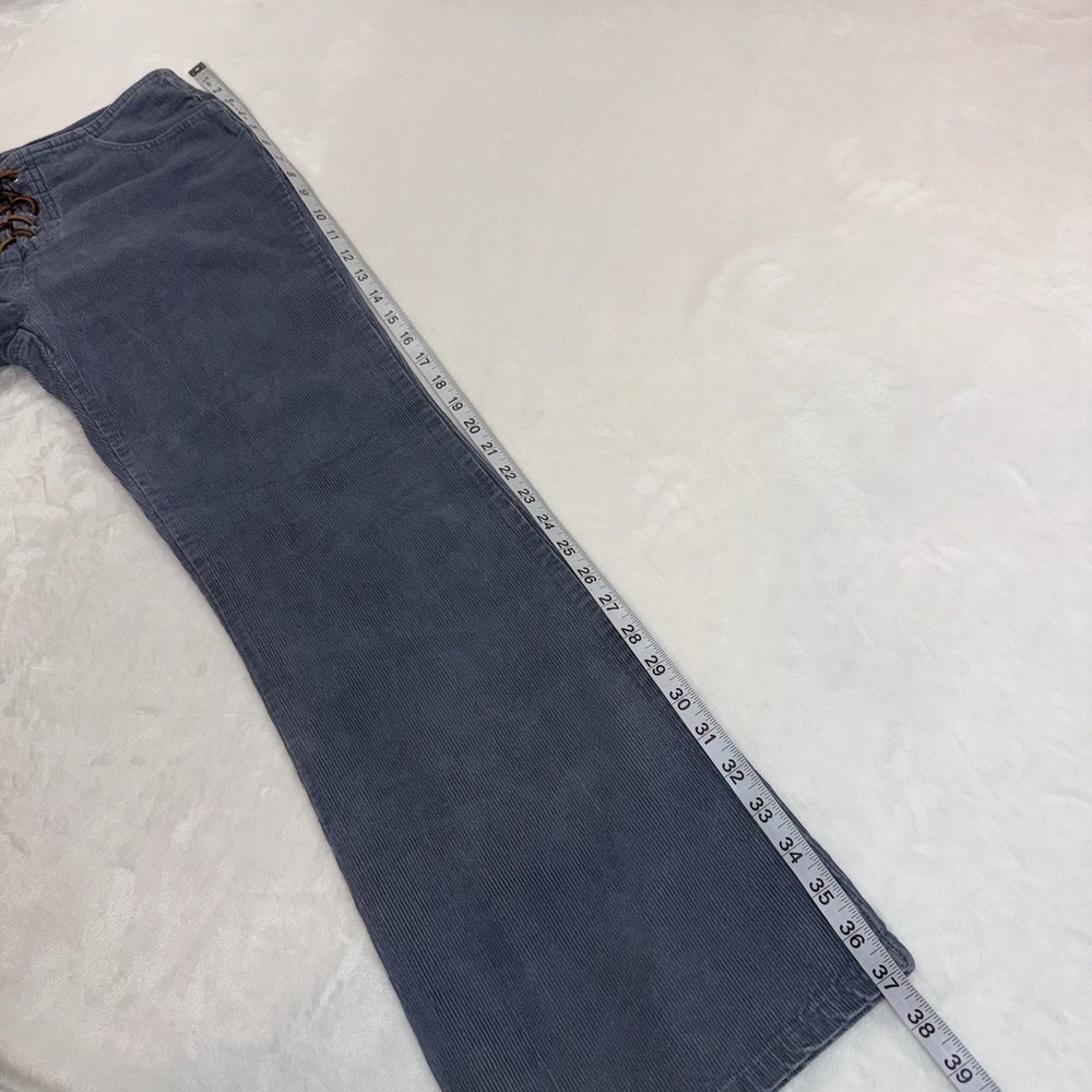 Vtg Y2K Mossimo‎ Corduroy Pant Jrs Sz 3 Blue Lace Up Boho Bootcut 90s Low Rise - Picture 9 of 14